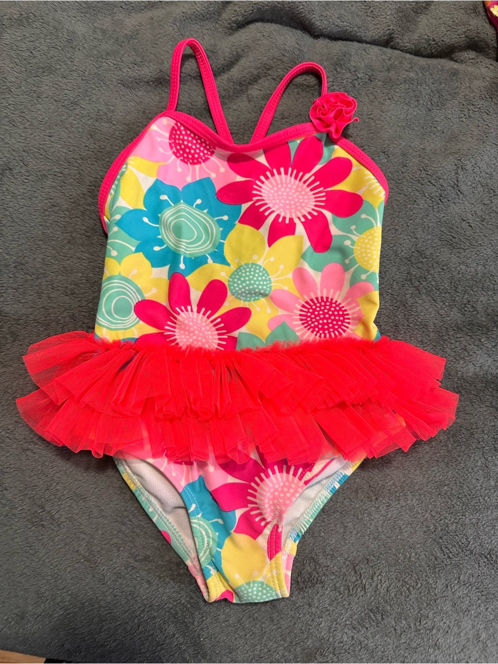 George Pink Multi Floral Tutu One-Piece Swimsuit